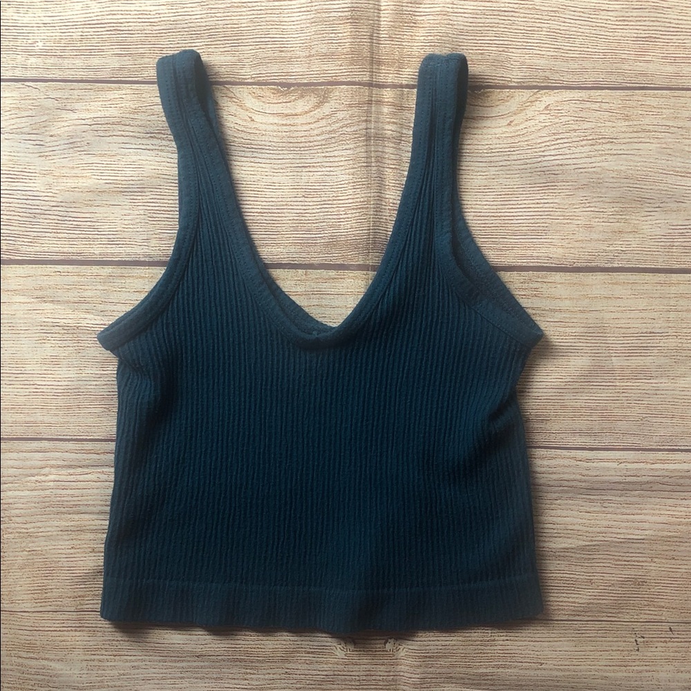 Urban Outfitters Dark‎ Teal Ribbed Crop Top